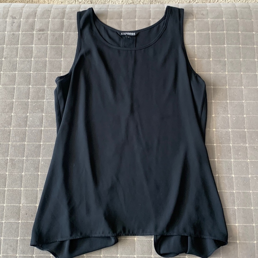 Express Black Sleeveless Back Slit Top
